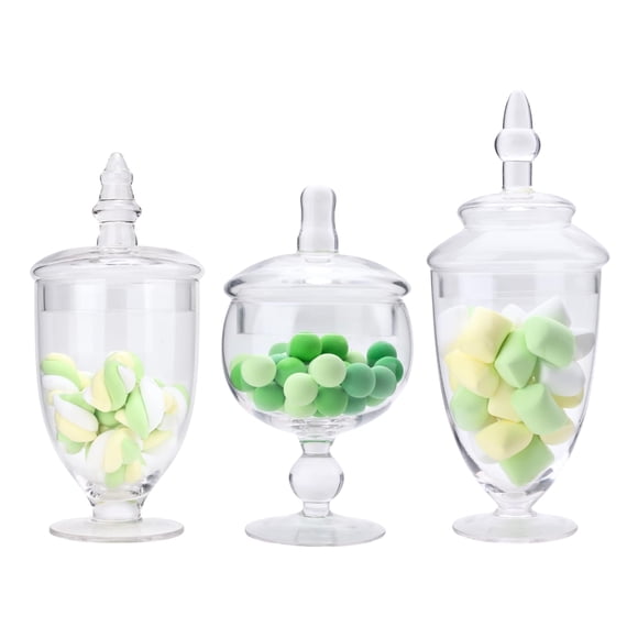 Stella Baicø Set of 3 Apothecary Jar Glass, Glass Apothecary Jars with Lids, Clear Candy Jars for Candy Buffet, Decorative Jar