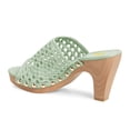 thumbnail image 4 of FSJ Women Platform Chunky Heel Sandals Braided Open Toe Slip On Wide Band Wooden Block Mules Shoes Size 8 Light Green, 4 of 4