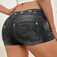 thumbnail image 5 of Faux Jean Shorts for Women Summer Mid Rise Stretchy Denim Shorts Butt Lifting Slimming Ripped Shorts for Curvy Women, 5 of 5