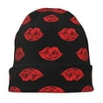 thumbnail image 7 of Xecao Red Beautiful Lips Print Beanie Knitted Hat for Men Women, Winter Fashion Knit Cuffed Caps Unisex, 7 of 7