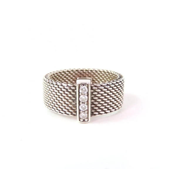 Pre-Owned TIFFANY & Co. Tiffany Somerset 4-Piece 925 Diamond Ring, Silver, Size 8,... (Good)
