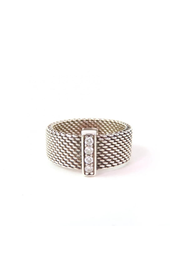 Pre-Owned TIFFANY & Co. Tiffany Somerset 4-Piece 925 Diamond Ring, Silver, Size 8,... (Good)