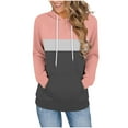 thumbnail image 2 of Taylonsss Womens Color Blocked Fashion Loose Fit Long Sleeve Hooded Sweatshirt with Pockets Comfortable Casual Top for Daily Wear, Dating, Party, Work and Vacation Outfit, 2 of 6