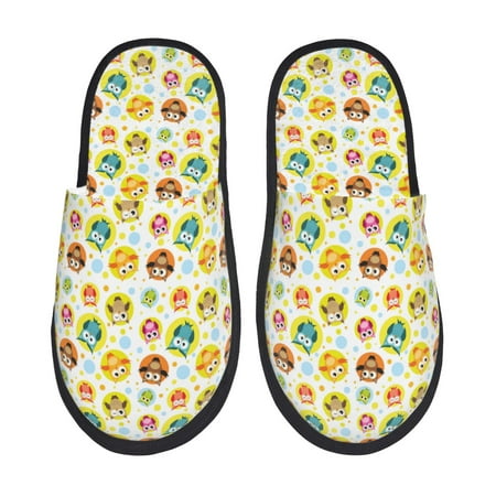 Balery Colorful Owls 1 Slient Indoor Furry Fleece Comfort House Shoes Soft Non-Slip Home Shoes Cotton slippers House Slippers-- Medium