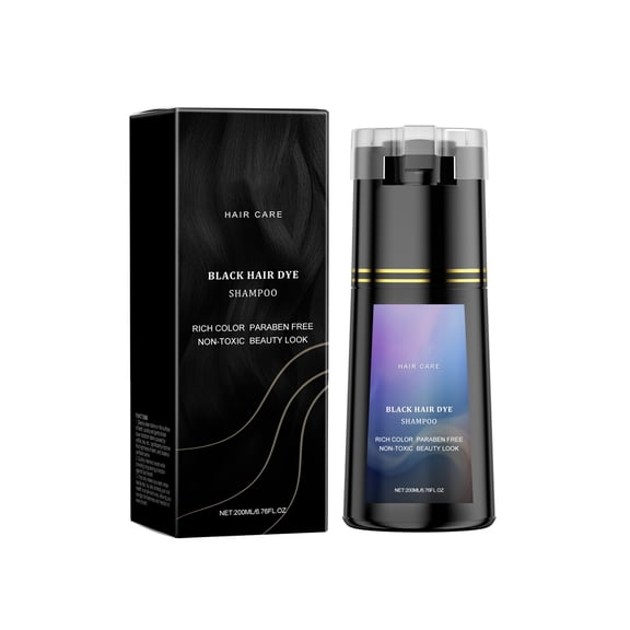 Alvantor Hair Dye Shampoo, Black Hair Dye for Gray Coverage Long-Lasting Fast Acting Nourishing Formula, 6.76fl.oz