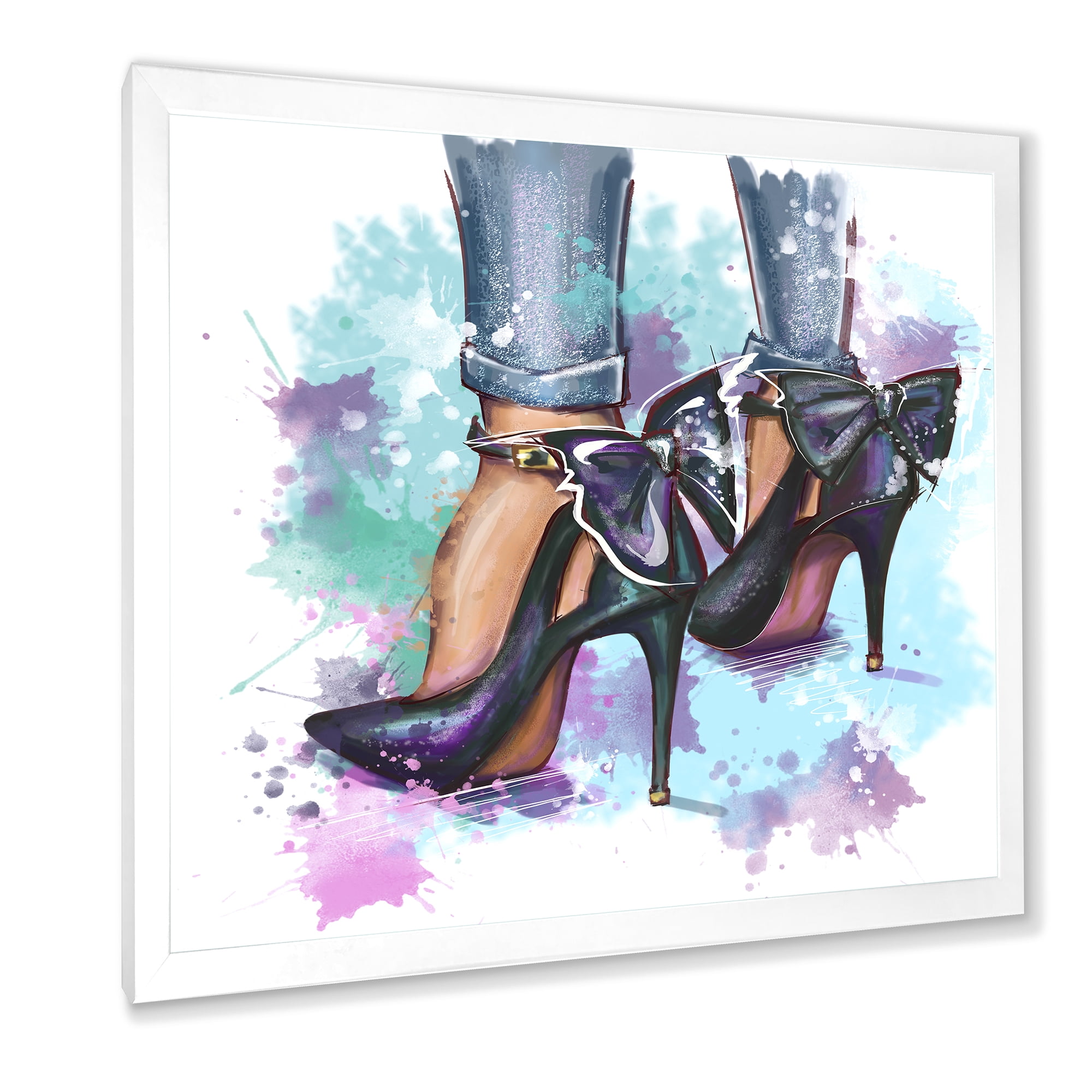 Designart 'Bright Colorful Trendy Woman Fashion Shoes' Modern Framed Art Print