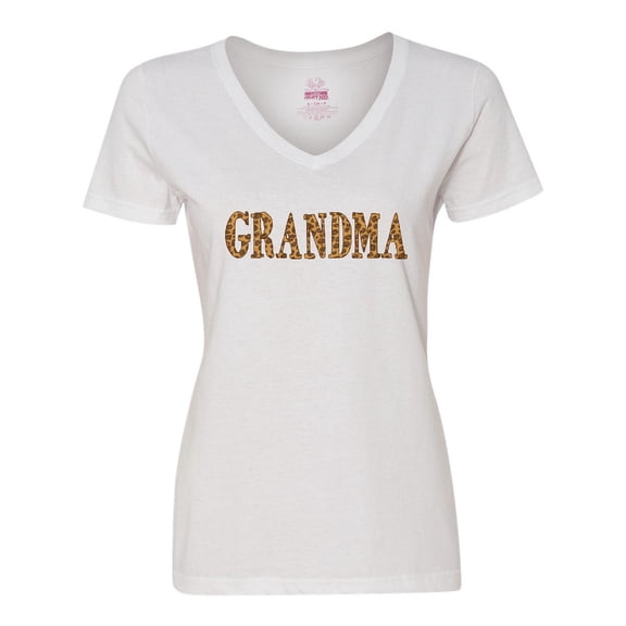Inktastic Grandma in Leopard Print Women's V-Neck T-Shirt