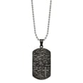 thumbnail image 2 of Mens Gunmetal Dog Tag Necklace with Brushed Metal Texture Cross Accent and Sparkling Stones on Ball Chain Rugged Industrial Pendant Faith Jewelry for Casual or Formal Wear, 2 of 5