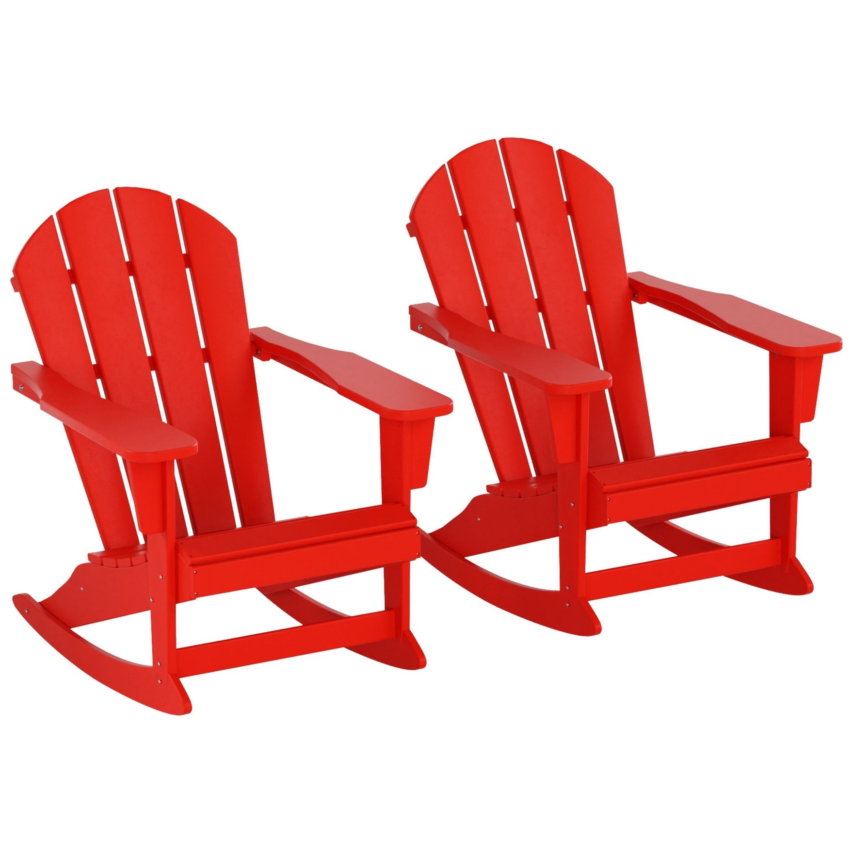 Polytrends  Laguna Hdpe All Weather Outdoor Patio Rocking Chair (Set of 2) Red