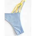 thumbnail image 6 of ZAFUL Women Swimsuit Contrast Strap Ribbed Cut Out Thong Bikini Swimwear Light Blue M, 6 of 6
