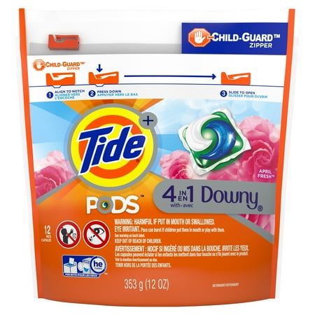 Tide PODS with Downy, Liquid Laundry Detergent Pacs, April Fresh, 12 count