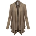 thumbnail image 3 of FashionOutfit Women's Solid Jersey Knit Draped Open Front Long Sleeves Cardigan, 3 of 4