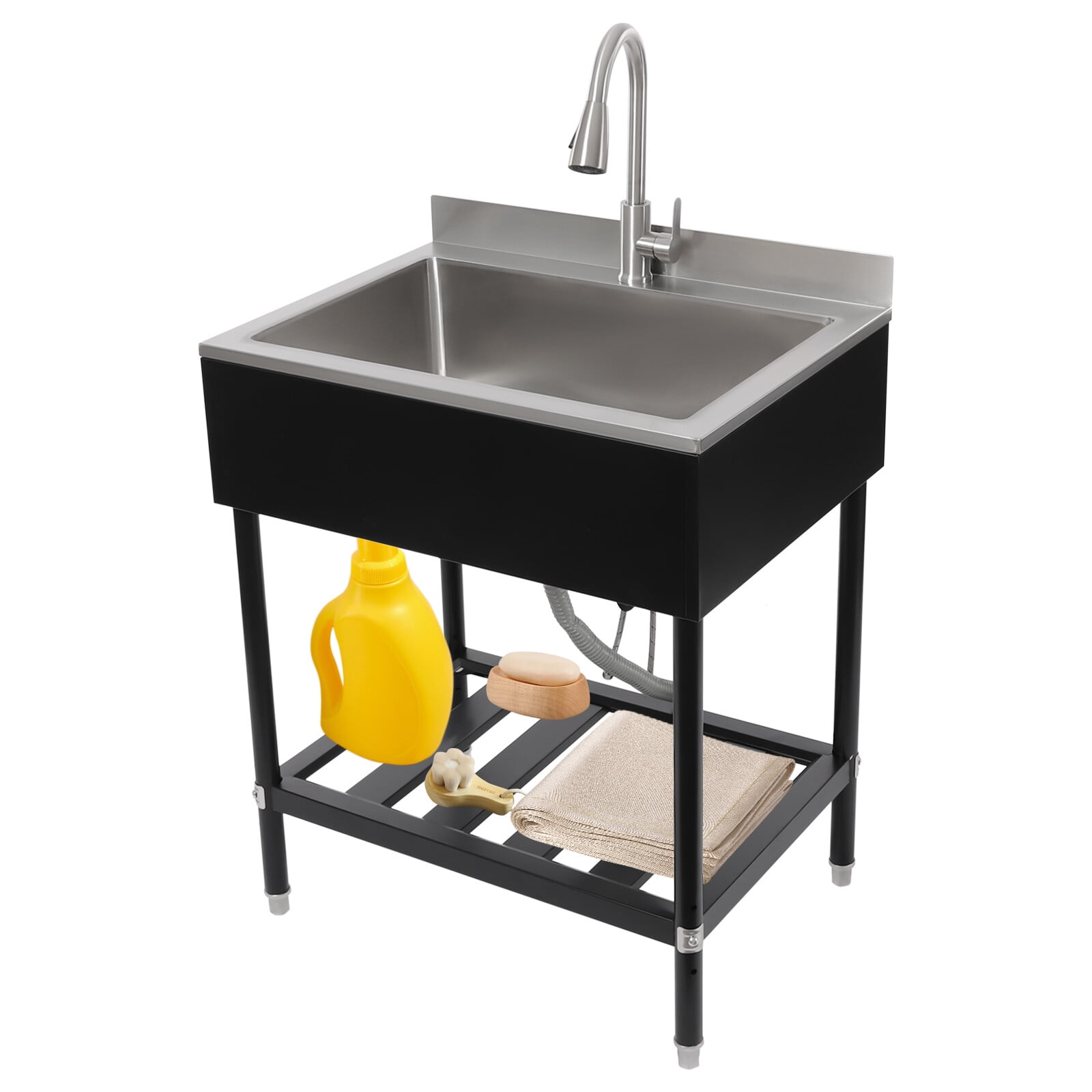 Stainless Steel Utility Sink Commercial Restaurant Laundry Sink Kitchen Sink 30.8*22*39.5in for Both Commercial And Residential Use