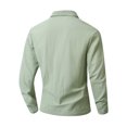 thumbnail image 4 of TOUMENY Men Linen Shirts Casual Long Sleeve Lightweight Breathable Shirt Solid Button Down Loose Fit Vacation Beach Summer Fall Tops Green XL, 4 of 7