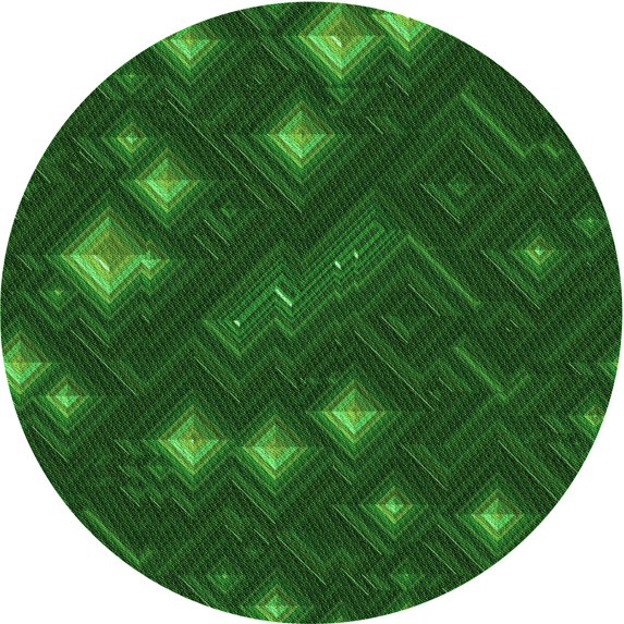 Ahgly Company Machine Washable Indoor Round Transitional Deep Emerald Green Area Rugs, 4' Round