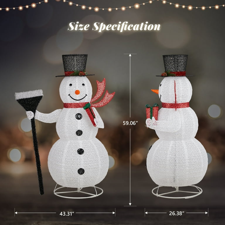 Ktaxon 5FT Snowman Christmas Lighted Snowman with Broom Outdoor