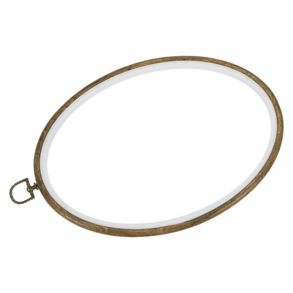 Uxcell 11x8" Wood Color Rubber Oval Embroidery Hoop Frame Cross-Stitch Art Craft Ring
