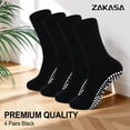 thumbnail image 2 of Mens Grip Socks, AMITOFO Anti Slip Crew Socks for Men-Non Slip Hospital Home Walking Socks for Elderly, 4 Pairs (Size 13-15 ), 2 of 7