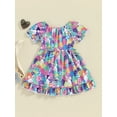 thumbnail image 2 of Bslissey Toddler Little Girls Easter Dress 18M-6T Cute Bunny Print Short Sleeve Ruffled A-line Dress Casual Crew Neck Big Swing Princess Dress Kids Cute Summer Dress, 2 of 8