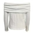 thumbnail image 6 of Women's Sweaters Long Sleeve Tops Elegant Off The Shoulder Knitted Work Blouses, 6 of 9