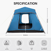 MARNUR 6-Person Instant Cabin Tent, Camping Tent with Carry Bag , Instant Setup, Outdoor, Hiking, Traveling, Blue