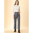 thumbnail image 3 of Pantalones De Tobillo A Cuadros Allegra K Casual Con Botones Negro L, 3 of 6