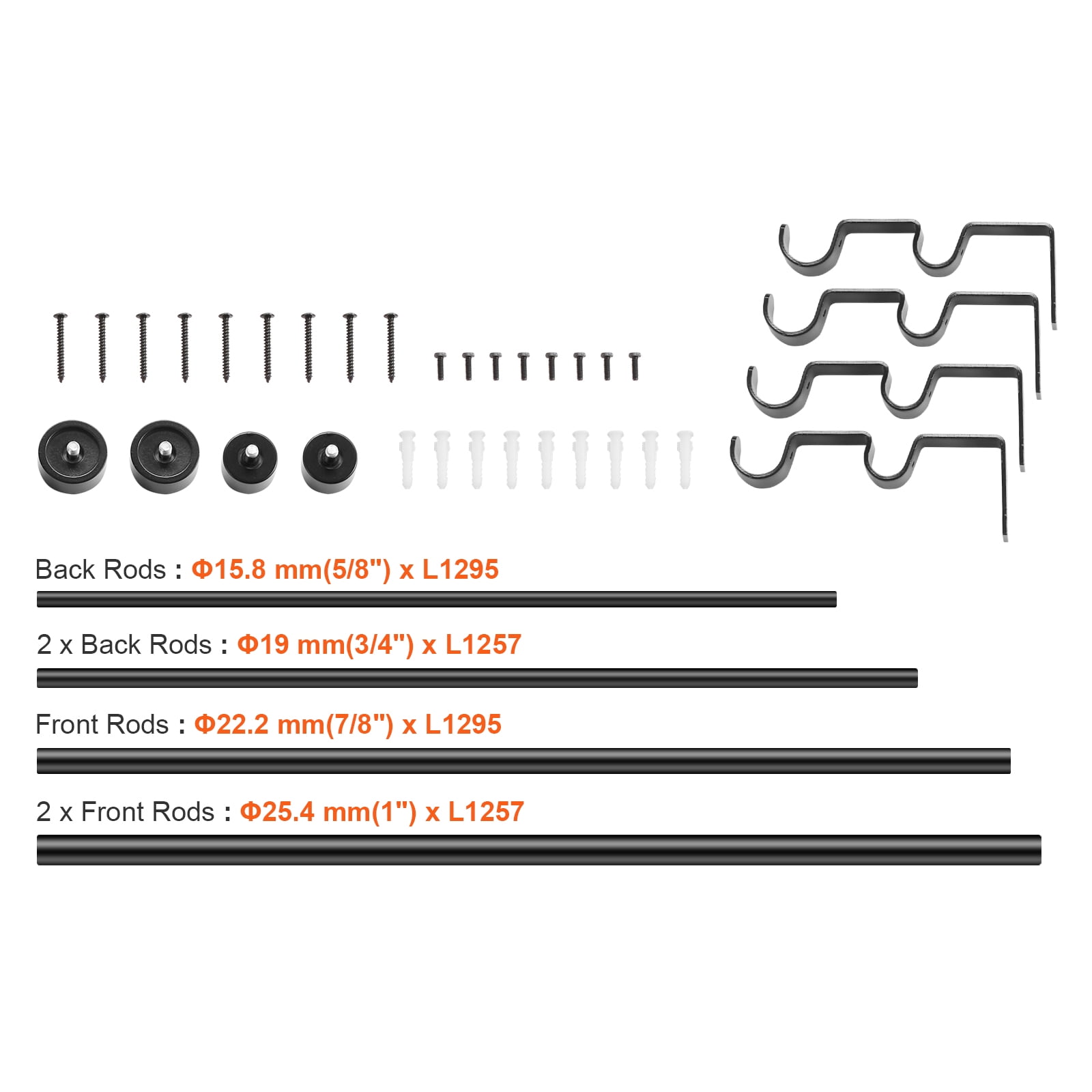 SKYSHALO Double Curtain Rods for Windows 74 to 144 inches(6-12ft), Adjustable Telescoping Double Curtain Rod with with Cap Finials, 1" and 3/4" Diameter, Heavy Duty Double Drapery Rod for Sheer