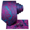 thumbnail image 2 of Hi-Tie Purple Blue Paisley Ties for Men Woven Silk Necktie Pocket Square Cufflink Set Wedding Business, 2 of 6