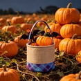 thumbnail image 6 of Yakvarog Halloween Canvas Tote Basket 8.8" x 9", Plaid Patchwork Fabric with Handle, Trick or Treat Candy Bags for Gifts, Toys, Party Favor & Home Holiday Decor, 6 of 6