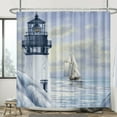 thumbnail image 3 of Coastal Lighthouse Shower Curtain, Bluish Violet Ocean Shower Curtain Sets for Bathroom,Waterproof Sailboat Nautical Shower Curtain Decor Accessories with Hooks 72X84 inch, 3 of 7