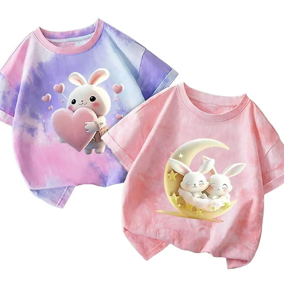 Godom Girls Toddler Short Sleeve T-Shirts Casual Crewneck Basic Tees Kids Tee Tops Girl Clothes