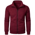 thumbnail image 6 of WIZUTIZ Men's Solid Color Zip Up Hoodless Sweatshirt Jacket Long Sleeve Warm Pocket Outerwear For Winter Daily, 6 of 7