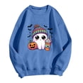 thumbnail image 6 of DORKASM Women's Halloween Costumes Crew Neck Lounge Funny Cute Pumpkin Sweatshirt Long Sleeve Plus Size Comfy 2026 Funny Print Pullover Fall Skeleton Costumes Blue M, 6 of 7