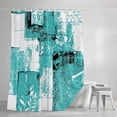 thumbnail image 4 of Modern Boho Shower Curtain, 72" x 84", Flower Geometric Texture Teal White Abstract Art Waterproof Bathroom Curtain Washable Shower Curtain Set with 12 Hooks, 4 of 8