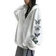 thumbnail image 2 of KOMOO Women Butterfly Print Hoodies Print Hooded Sweatshirt Zip Up Pullover Tops Streetwear Jacket Plus Szie, 2 of 6