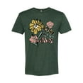 thumbnail image 2 of Wild Bobby Worship While You Wait Sunflower Pink and Yellow Inspirational/Christian Men Premium Tri Blend Tee, Forest Green, Small, 2 of 6