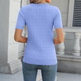 thumbnail image 3 of CIENVNSTG 2026 Women's Trendy Cable Knit Short Sleeve Blouses Crewneck Lightweight Sweater Tops Cute Summer Spring Business Dressy Casual Work Outfits Clothes Blue M, 3 of 3