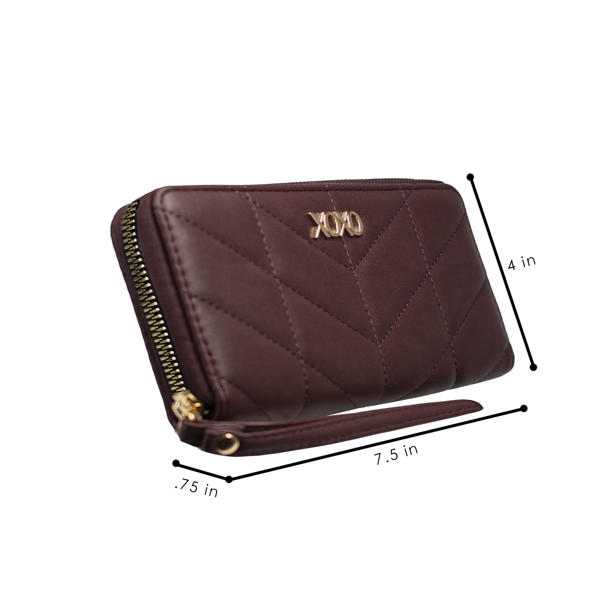 XOXO Women's Powder Blue Vegan Leather Quilted Single Zip Wallet 