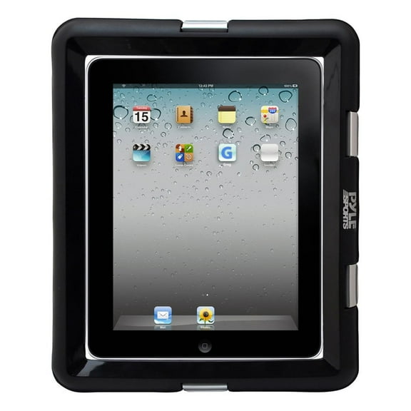 Pyle Universal iPad Waterproof Case, Marine Water Resistant IPX8 Outdoor Rugged Heavy Duty Tough Durable Shockproof Dustproof Protective Case with Screen Protector and Headphone Jack Black