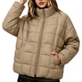 thumbnail image 6 of Puffer Jacket Womens Stand Collar Zip Up Lightweight Casual Quilted Coat With Pockets For Fall Winter, 6 of 8
