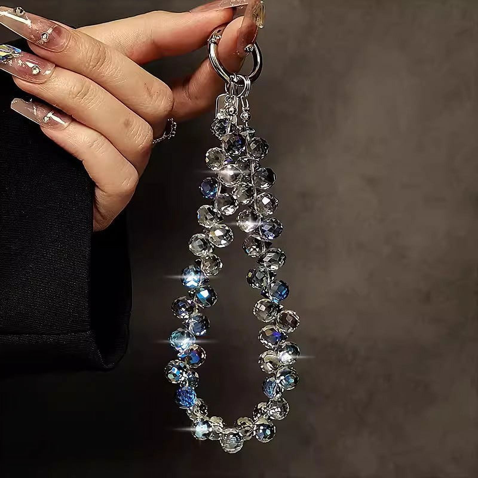 Luxurious Crystal Teardrop Phone Lanyard - Short Handmade Beaded Wrist Strap with Anti-Loss Design