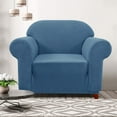 thumbnail image 3 of CHUN YI 1-Piece Checks Stretch Sofa Cover Slipcover Couch Cover, Chair, Denim Blue, 3 of 6