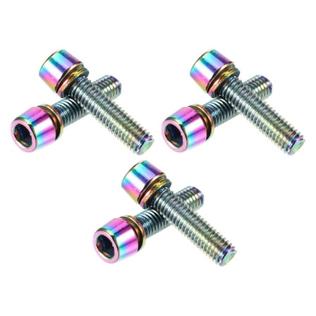 Unique Bargains 6 Pcs Bicycle Stem Screws for Bike Bicycle M5x20mm Socket Head Cap Bolts Screws Nuts Assorted Color