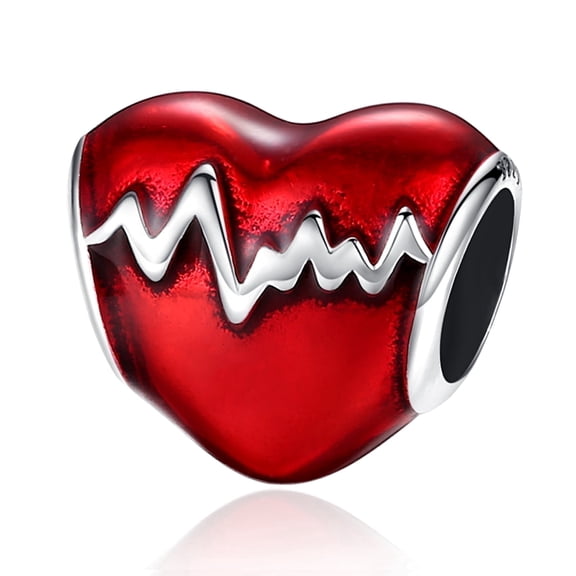 ROSIANNA 925 Sterling Silver Charm for Bracelets Red Heatbeating Bead Charms Women Bracelet Charm