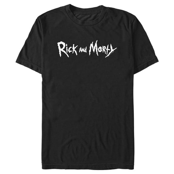 Men's Rick And Morty White Logo  Graphic Tee Black X Large