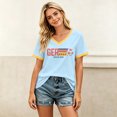 thumbnail image 5 of Women's Football Graphic T-Shirt, Women's Fashion V-Neck Short Sleeve T-Shirt with Letter Print for Casual Wear for Soccer Tournament 2026 Blue Size: 2XL, 5 of 5
