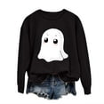 thumbnail image 2 of CLOISE Halloween Sweatshirts for Women Trendy Ghost Print Oversized Sweatshirts Fall Long Sleeve Crewneck Hoodies Shirts Loose Tops Halloween Party Outfits Black S Trick, 2 of 5