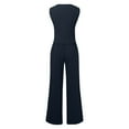 thumbnail image 3 of Women's Casual Wear Women's Button Down Sleeveless Vest Shirt Straight Wide Leg Pants With Pocket Suit Lady Suits Business plus Size Wedding Guest Dresses for Bride Suits for Women Tall Sweatpants Set, 3 of 4