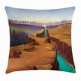 thumbnail image 1 of Southwestern Throw Pillow Cushion Cover, Cartoon Canyon Landscape with Distant Forest Tree Silhouettes National Park, Decorative Square Accent Pillow Case, 20 X 20 Inches, Multicolor, by Ambesonne, 1 of 2