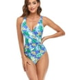 thumbnail image 4 of hirigin Women Bikini Romper, Sleeveless Deep Neck Solid Color / Flower Swimming Bodysuit Swimwear, 4 of 9